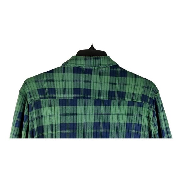 Faded Rose Women's Knit Plaid Button-up Shirt Green Navy Cottage Western - Picture 5 of 9